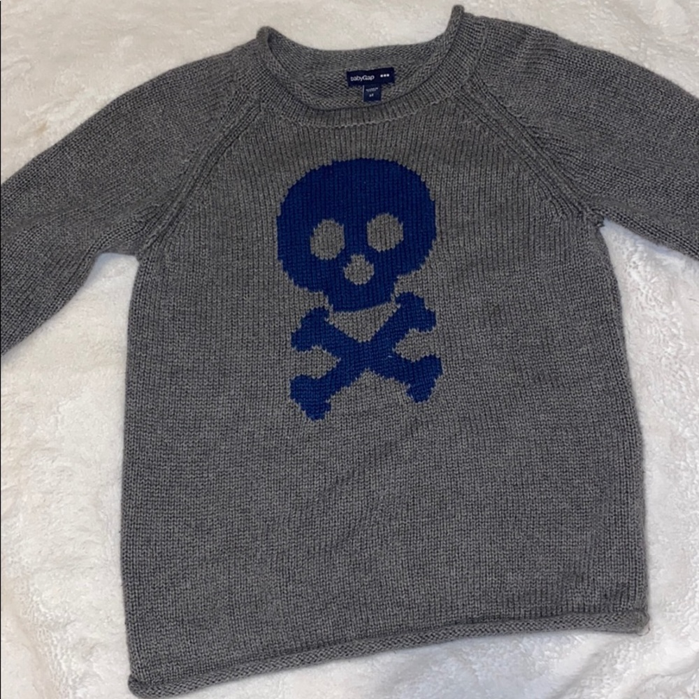 Gray Toddler Baby Gap Cotton Sweater Skull Design